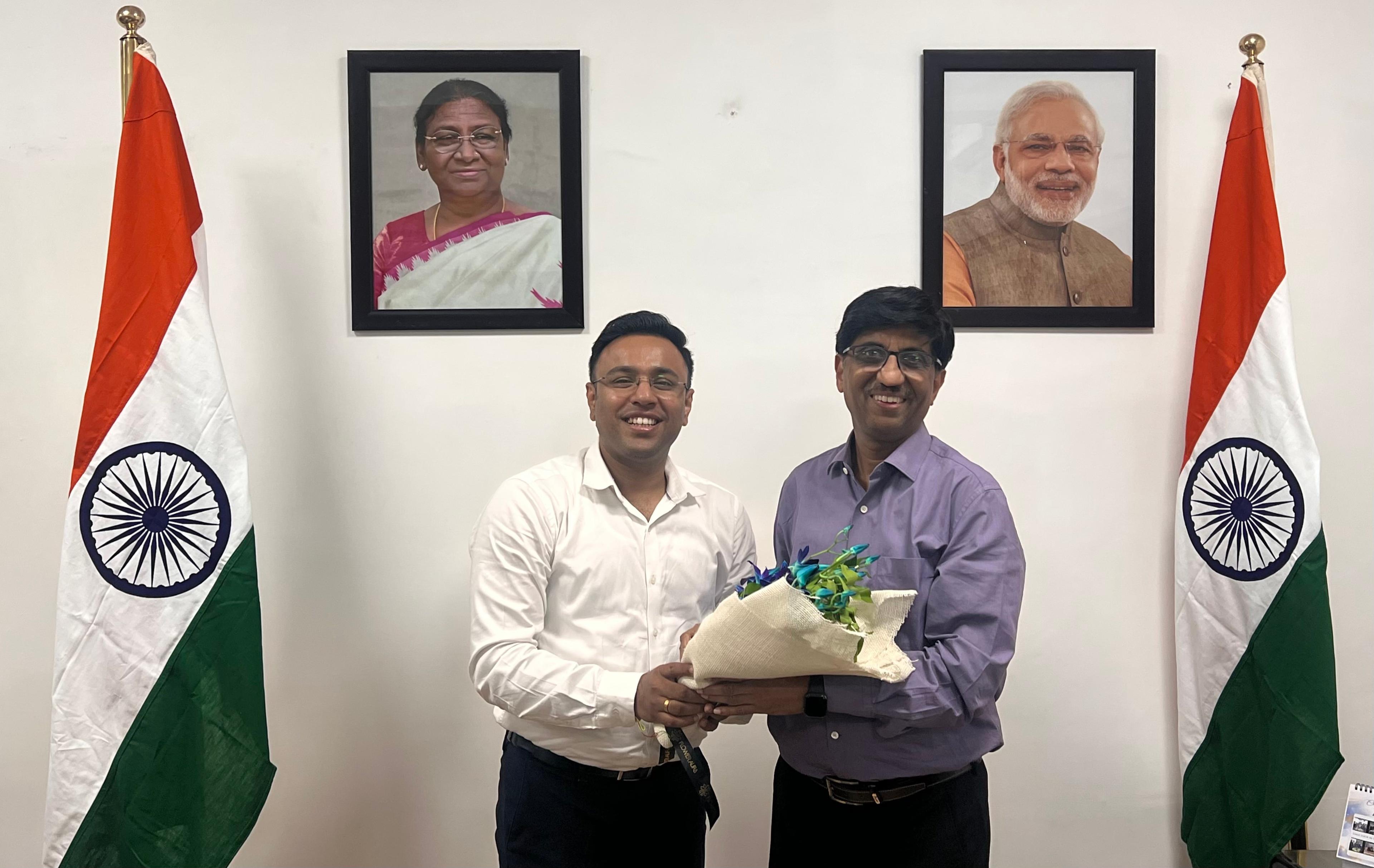 Pravin Kaushal with Prof. Abhay Karandikar at NITI Aayog, New Delhi.
