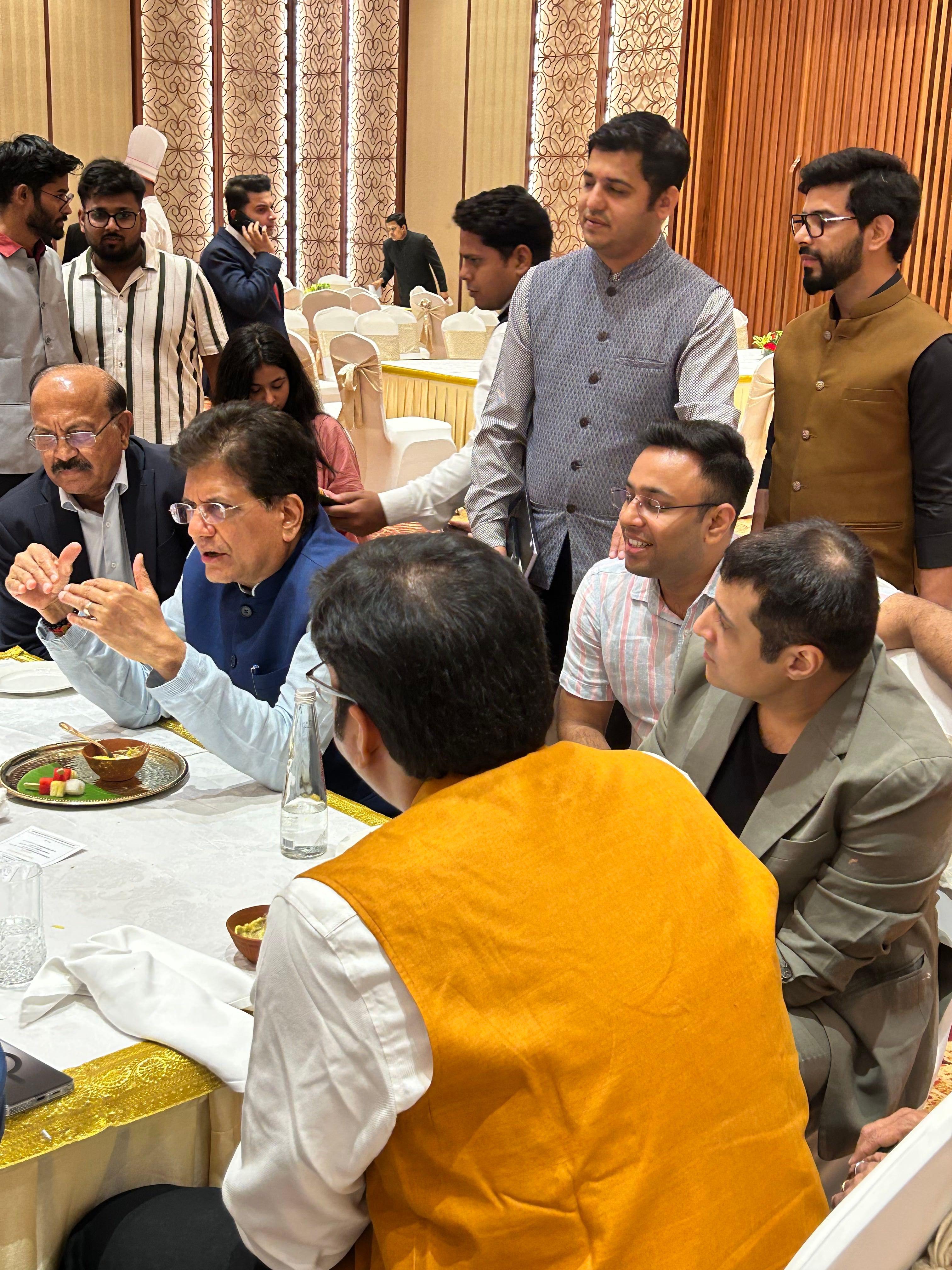 Pravin Kaushal with Hon'ble Union Minister Shri Piyush Goyal at a dinner hosted at Bharat Mandapam, New Delhi.