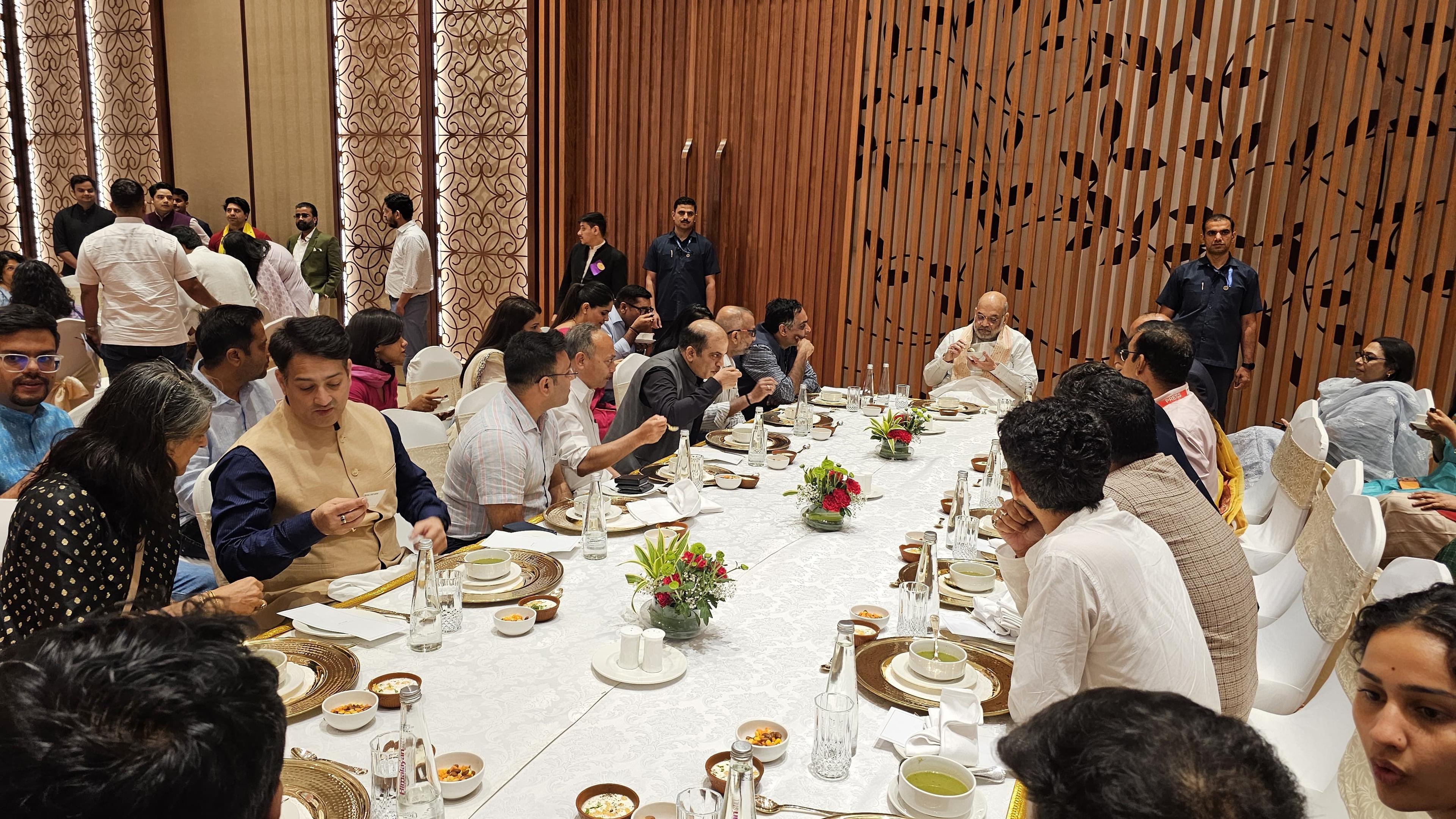 Pravin Kaushal with Hon'ble Union Home Minister Shri Amit Shah at a dinner hosted at Bharat Mandapam, New Delhi.